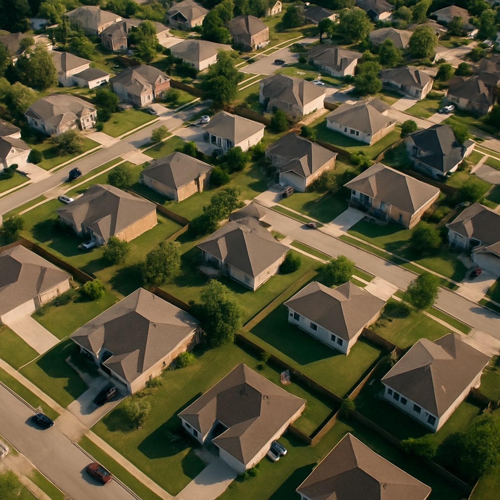 Neighborhood homes aerial view